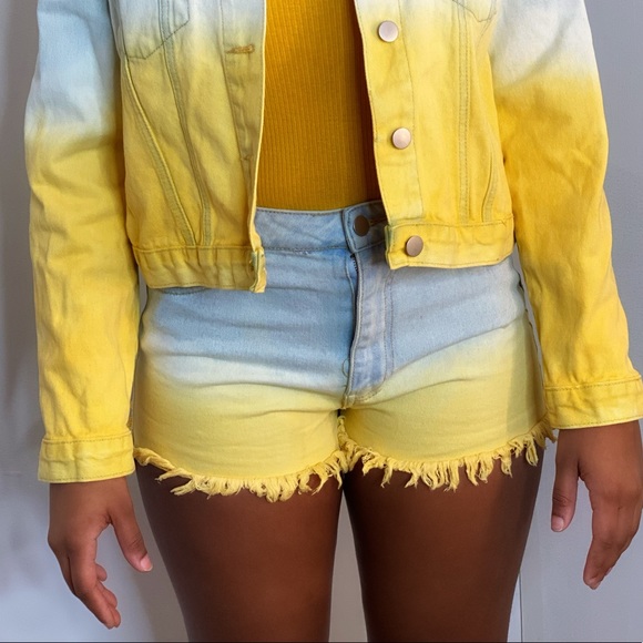 Yellow Ombré Jeans Shorts - Picture 2 of 5